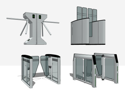 现代自动感应门闸，闸机su草图模型下载