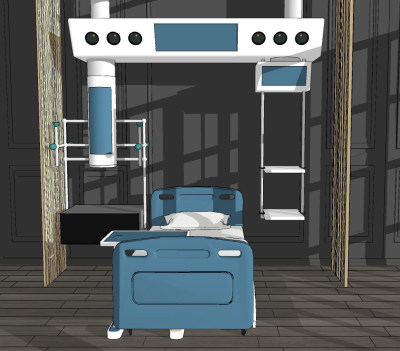 现代医院病床su草图模型下载