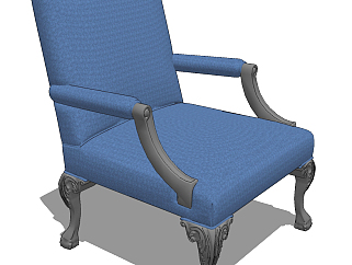 欧式单椅su草图模型下载