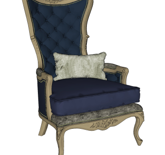 欧式单椅，休闲椅su草图模型下载