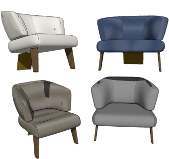 现代休闲椅su草图模型下载