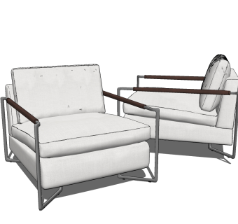 现代单人沙发su草图模型下载