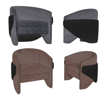 现代单人休闲椅su草图模型下载