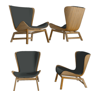 北欧休闲椅su草图模型下载