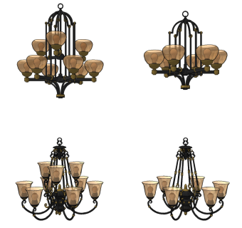 欧式吊灯su草图模型下载