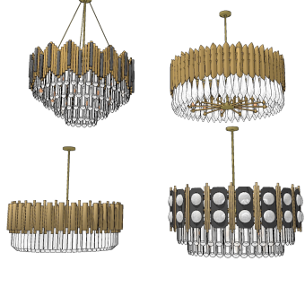 简欧式吊灯su草图模型下载