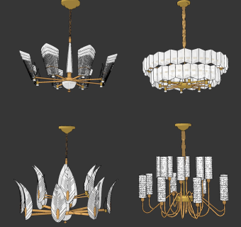 欧式吊灯su草图模型下载