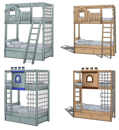 儿童上下床组合su草图模型下载