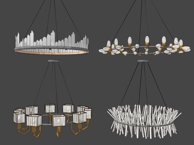 现代水晶吊灯su草图模型下载