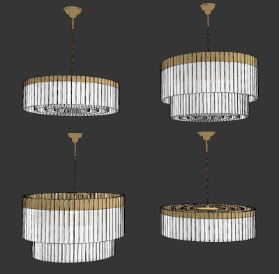 现代水晶吊灯su草图模型下载