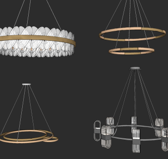 现代吊灯组合su草图模型下载
