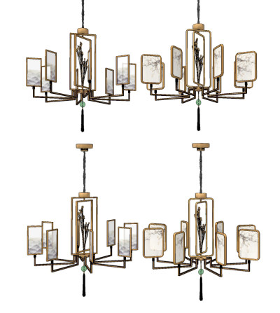 新中式吊灯su草图模型下载