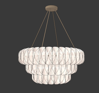 现代轻奢水晶吊灯su草图模型下载