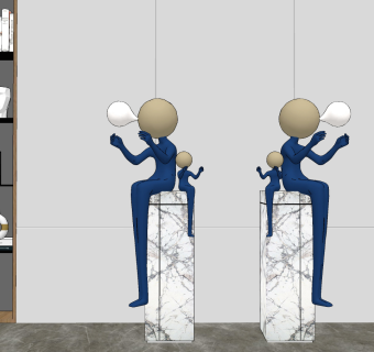 现代雕塑su草图模型下载