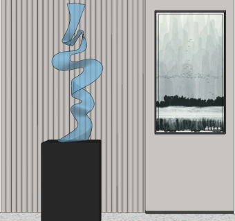 现代雕塑摆件su草图模型下载