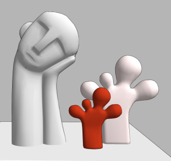 沉思男孩和脚丫雕塑摆件su草图模型下载