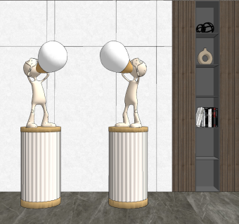 现代抽象人物雕塑su草图模型下载