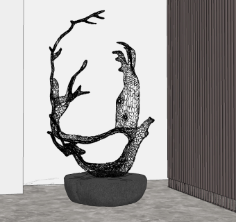 现代雕塑su草图模型下载