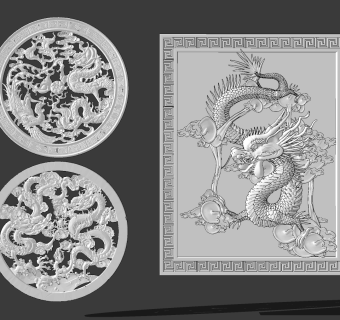 中式浮雕su草图模型下载