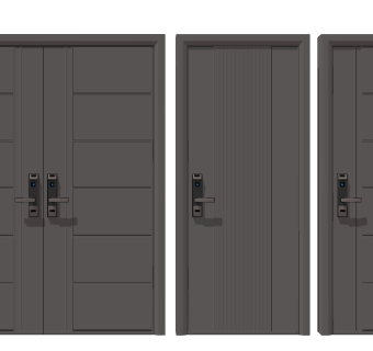 新中式平开门su草图模型下载