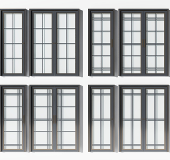 新中式玻璃门su草图模型下载