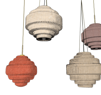 新中式吊灯su草图模型下载