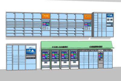 现代快递柜su草图模型下载
