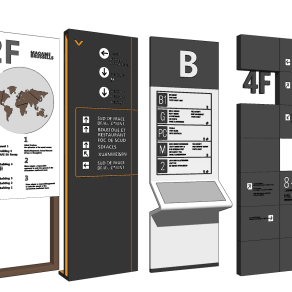 现代商场指路牌su草图模型下载