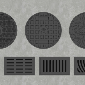 现代室外下水道井盖su草图模型下载
