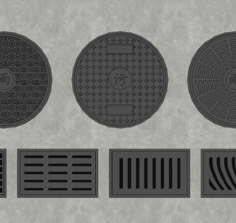 现代室外下水道井盖su草图模型下载