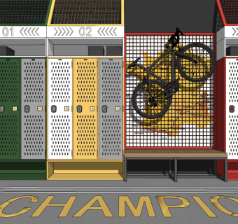 工业风健身房衣柜su草图模型下载