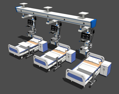 现代病床医疗带su草图模型下载