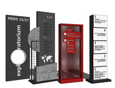 现代商场指示牌su草图模型下载
