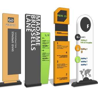 现代商场指示牌su草图模型下载