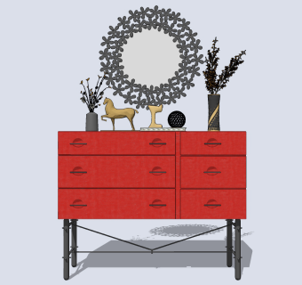 欧式玄关柜摆台su草图模型下载