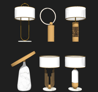 现代轻奢金属台灯su草图模型下载