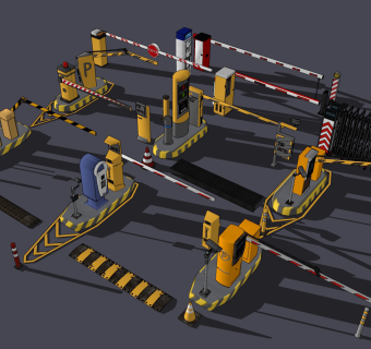 现代收费杆道闸su草图模型下载