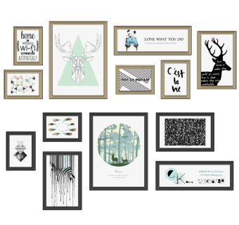 北欧装饰画组合su草图模型下载