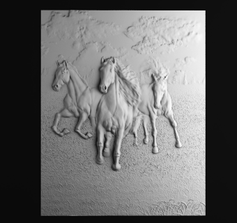 现代骏马浮雕su草图模型下载