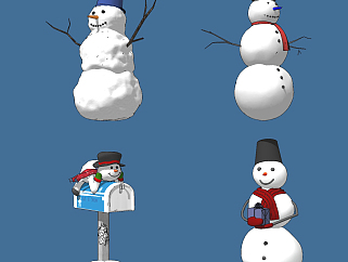 现代圣诞节雪人su草图模型下载
