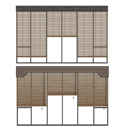 新中式百叶帘su草图模型下载