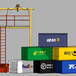 工业loft集装箱，龙门架su草图模型下载