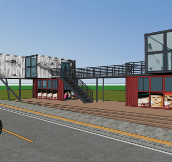 现代集装箱建筑su草图模型下载