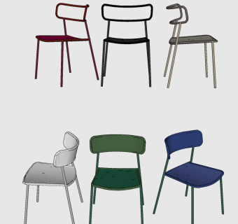 北欧铁艺单椅su草图模型下载