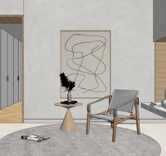 北欧休闲椅su草图模型下载