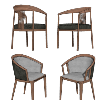 新中式单椅su草图模型下载