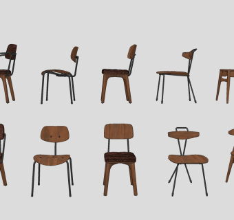 工业风靠背单椅su草图模型下载