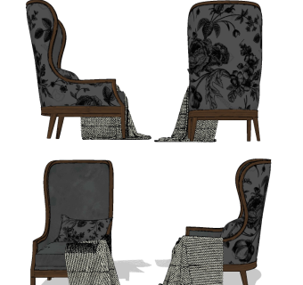 美式单人沙发su草图模型下载