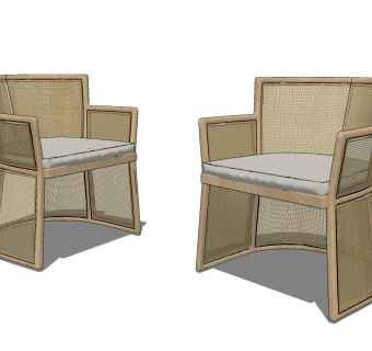 新中式休闲户外椅su草图模型下载