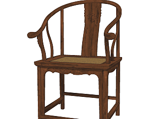 <em>中式古典</em>家具实木圈椅su草图模型下载
